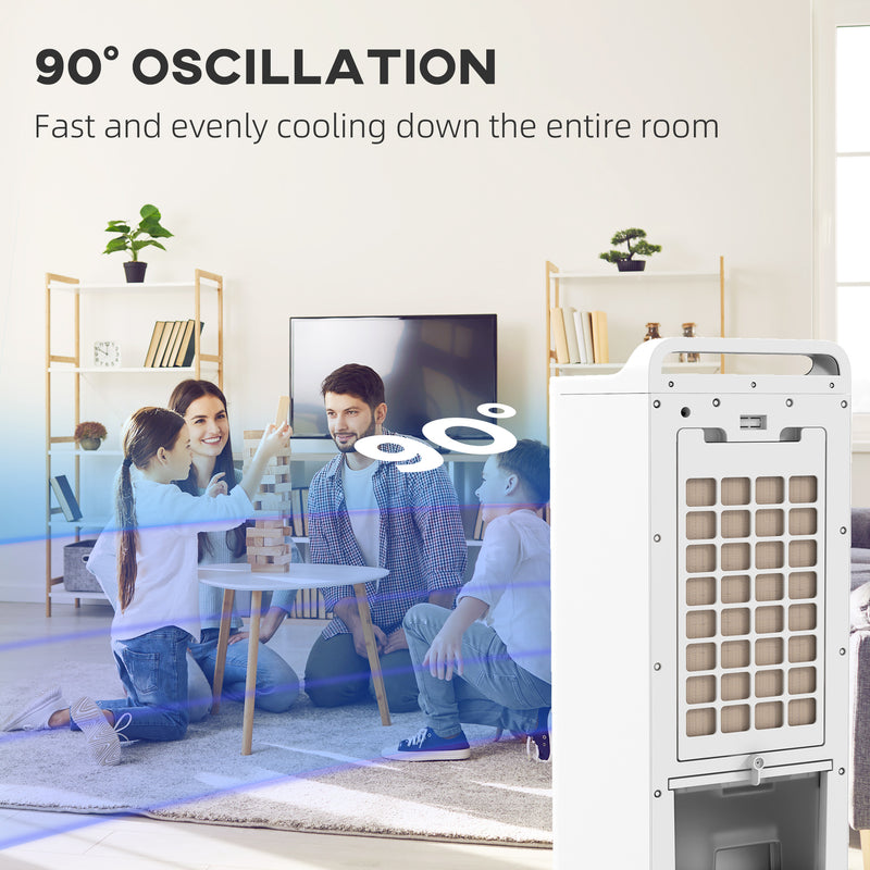 Portable Three Speed Air Conditioner with Remote Control and Ice Pack for Home Use, White