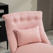 Pink Upholstered Accent Dining Chair With Pillow and Solid Wood Legs by HOMCOM