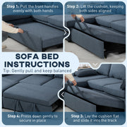 Corner Sofa Bed with Storage and USB Charging for Small Living Rooms Blue AOSOM