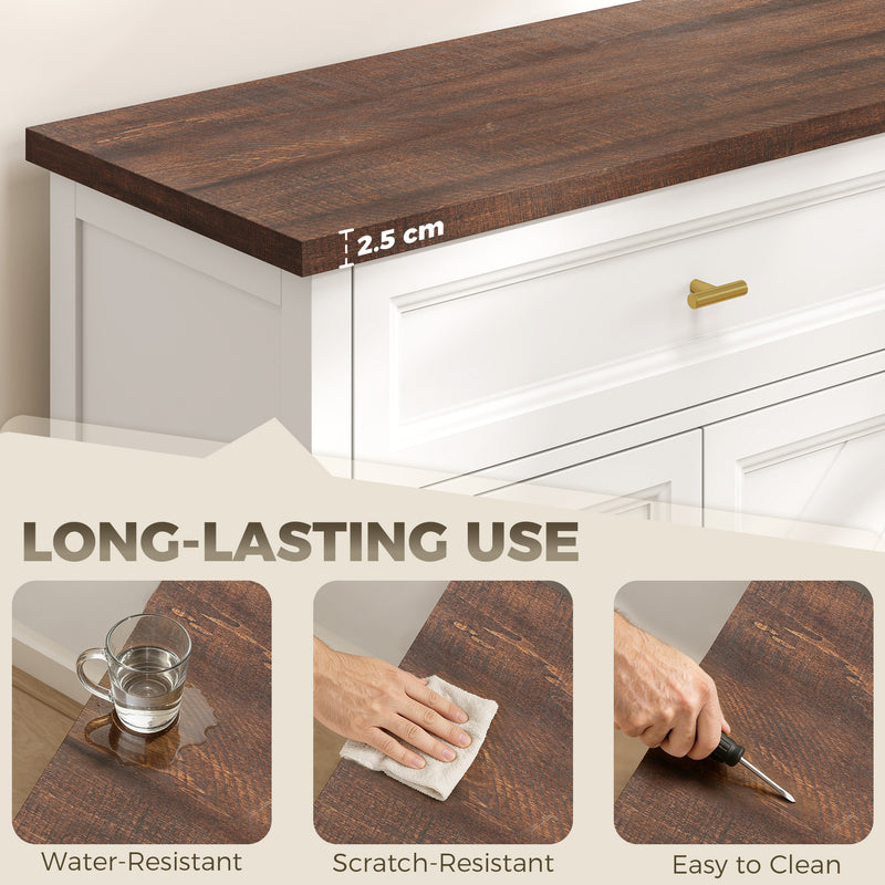 Hallway Sideboard with Adjustable Shelves and Drawers for Organised Storage White Brown Homcom