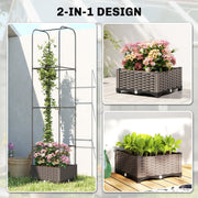 Raised Garden Bed with Trellis for Easy Plant Care on Patios and Balconies Black Outsunny