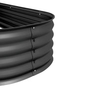 Dark Grey Metal Raised Garden Bed With Safety Edging For Flowers Herbs And Succulents