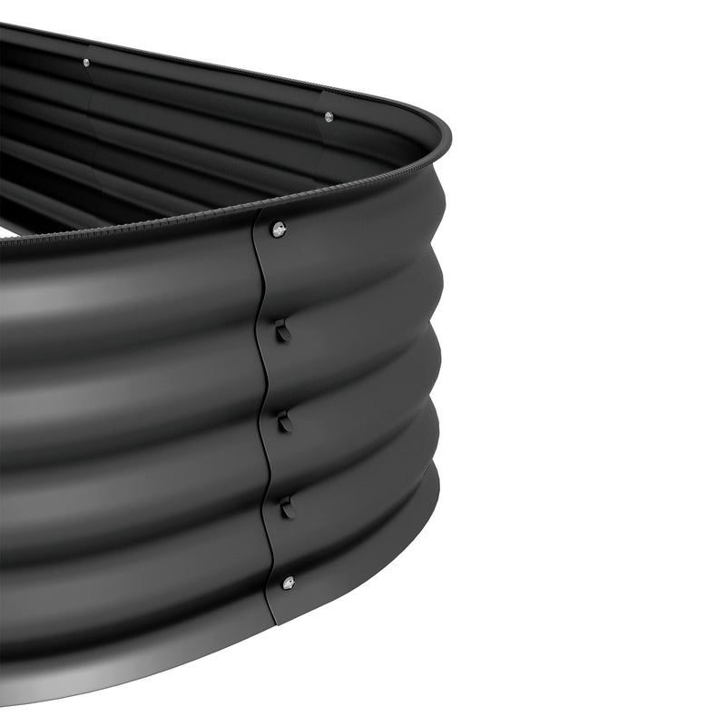 Dark Grey Metal Raised Garden Bed With Safety Edging For Flowers Herbs And Succulents