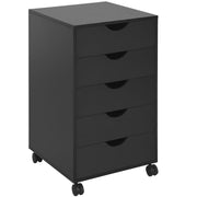 5 Drawer Mobile Filing Cabinet With Wheels For Home Office Organisation Black