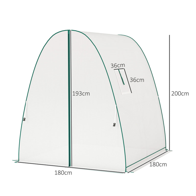 Walk In Tunnel Greenhouse With Screen Windows And Sandbags For Garden Growing White AOSOM