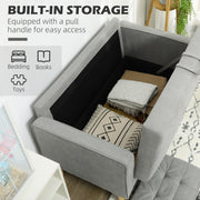 2 Seater Sofa with Hidden Storage and Wooden Legs for Small Spaces Light Grey