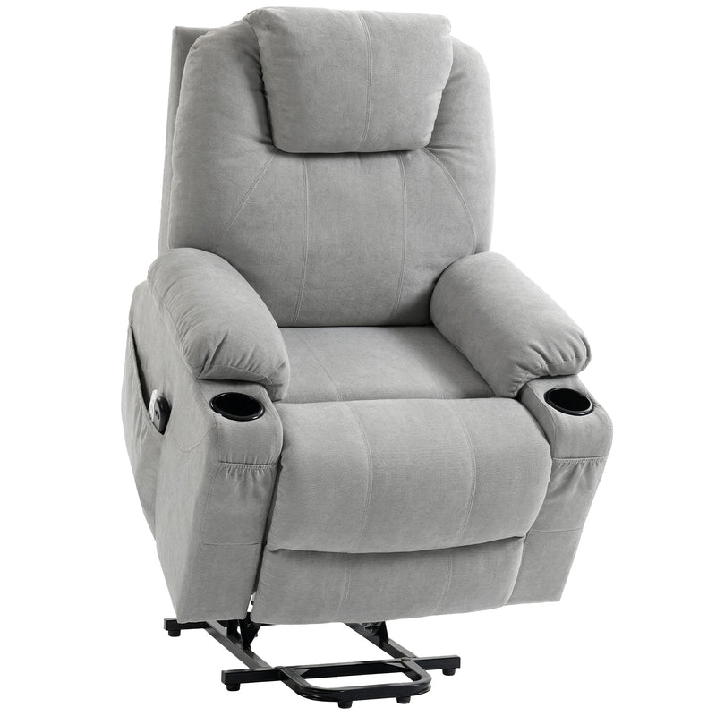 Riser Recliner Chair with Power Lift Massage and Heat for Easy Standing Light Grey AOSOM