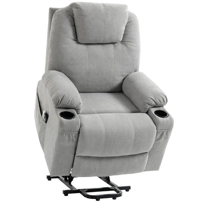 Riser Recliner Chair with Power Lift Massage and Heat for Easy Standing Light Grey AOSOM