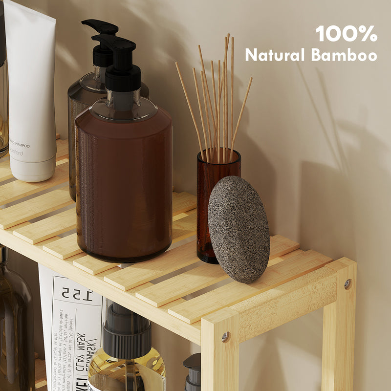 Three Tier Bamboo Bathroom Storage Rack Natural Finish by HOMCOM