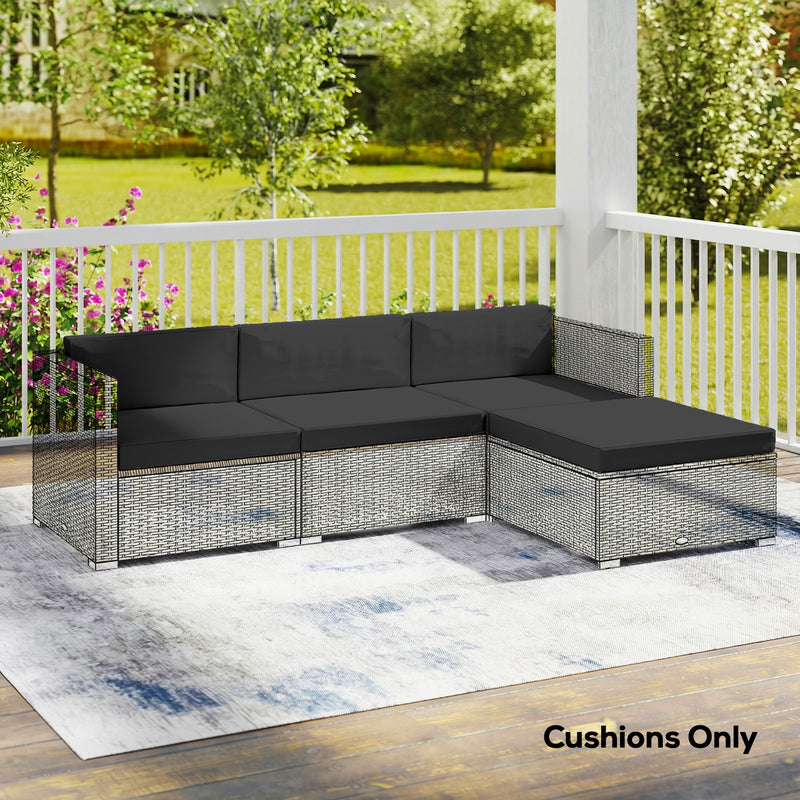 Garden Loveseat Cushion Set Seven Piece Water Repellent UPF50 Plus Easy Clean Black