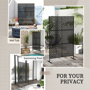 Black Metal Outdoor Privacy Screen with Modern Triangle Design for Dividing Garden Spaces Outsunny