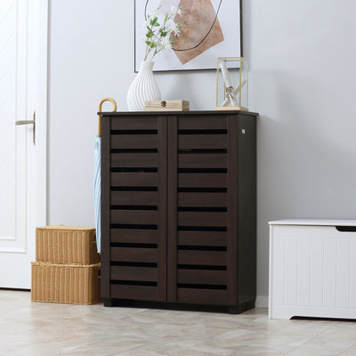 Dark Brown 5 Tier Narrow Shoe Cabinet with Adjustable Shelves for Hallway Storage by HOMCOM