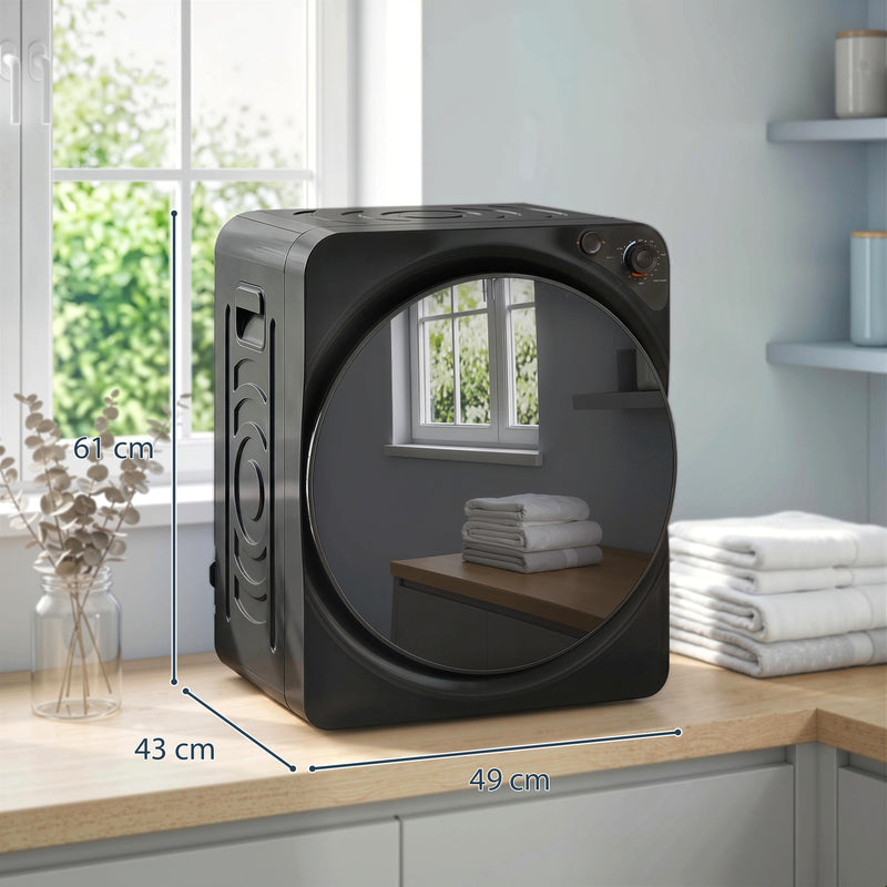 Compact Stackable Tumble Dryer for Small Homes with 5kg Drum and Quiet Operation Black