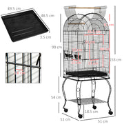 Large Bird Cage with Feeding Stand and Wheels for Easy Mobility 153cm, Grey
