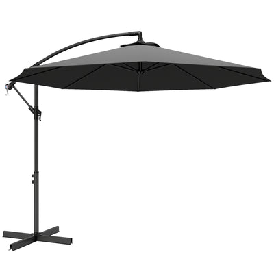 Grey Cantilever Umbrella for Unobstructed Shade Over Outdoor Dining and Seating Areas Outsunny