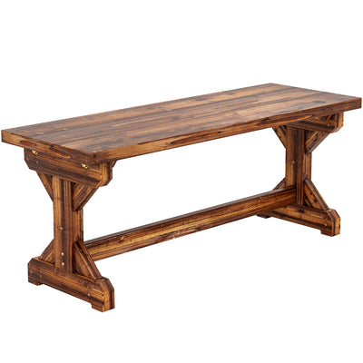 Wood Garden Bench for Two with Backless Design and Weather Resistant Finish Carbonised Outsunny