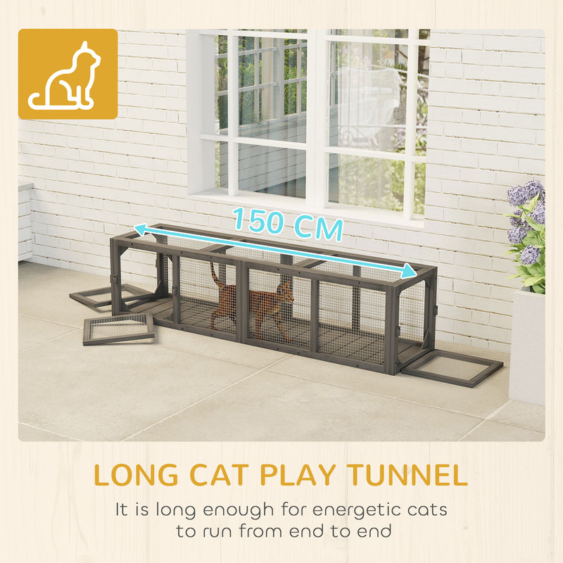 Outdoor Cat Tunnel for Safe Garden Play and Relaxation with Sturdy Mesh Grey