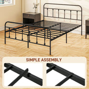 King Size Metal Bed Frame With Underbed Storage Modern Minimalist Design Black