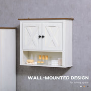 White Wall Mounted Farmhouse Bathroom Storage Cabinet by kleankin