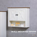 White Wall Mounted Farmhouse Bathroom Storage Cabinet by kleankin