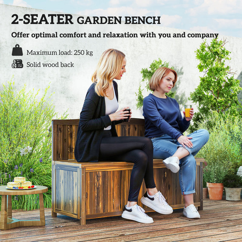 Wooden Garden Bench with Hidden Compartment Brown by Outsunny
