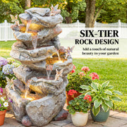 Garden Water Fountain with Calming Sounds and Warm LED Light for Relaxing Outdoor Spaces Grey AOSOM