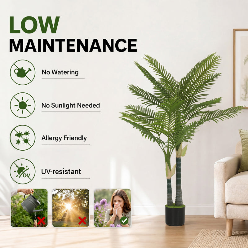 Artificial Palm Tree 150cm for Indoor Corners No Maintenance with Weighted Pot Green