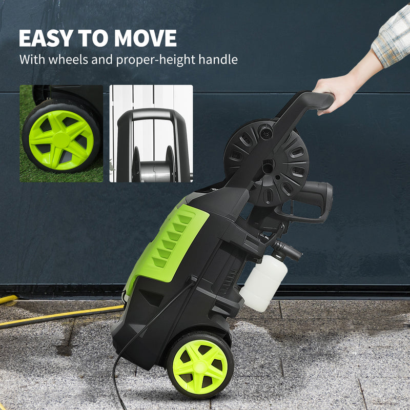 2200W High Pressure Washer 170 Bar 420L/h Flow With Adjustable Nozzle and Hose Reel by Outsunny AOSOM