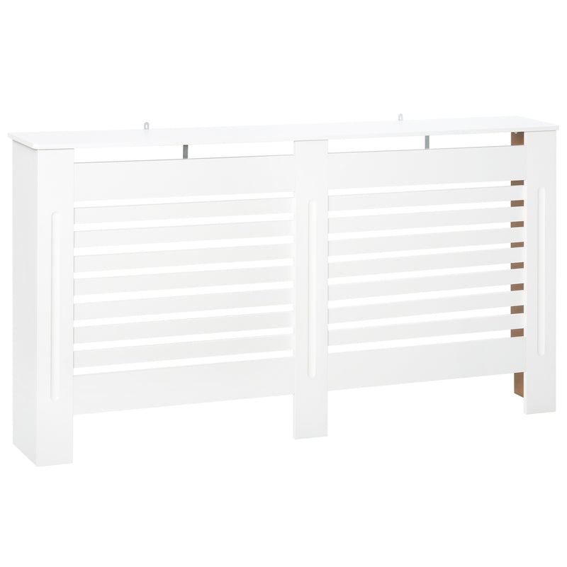 Modern MDF Radiator Cover Cabinet With Horizontal Slats For Living Room Or Bedroom, White
