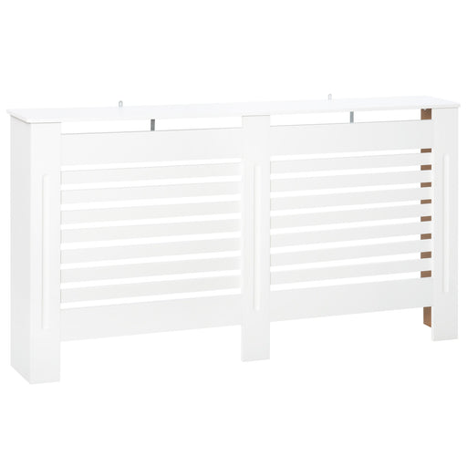 Modern MDF Radiator Cover Cabinet With Horizontal Slats For Living Room Or Bedroom, White
