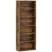 6 Tier Wooden Bookcase With Open Shelves For Living Room Or Office Rustic Brown AOSOM