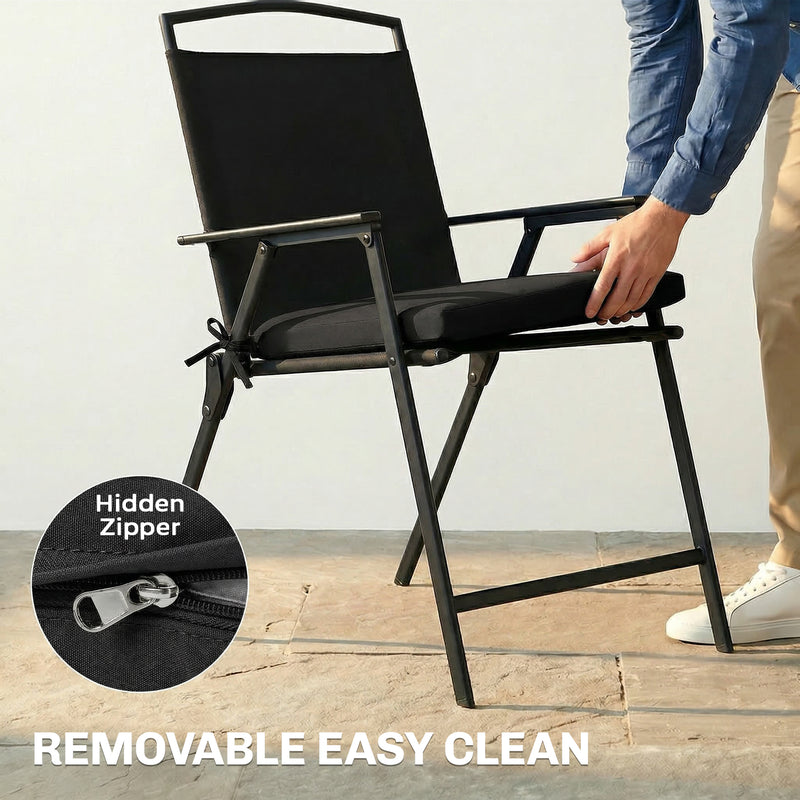 Outdoor Seat Cushions for Garden Chairs with Thick Foam and Easy Clean Covers Black Outsunny