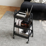 Black 3 Tier Storage Trolley with Wheels for Home and Office by HOMCOM