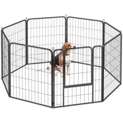 8 Panel Heavy Duty Dog Playpen with Door for Medium Dogs 80cm High Indoor Outdoor by PawHut