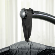 Charcoal Grey Round Egg Basket Chair with Steel Stand and Comfy Cushions by Outsunny