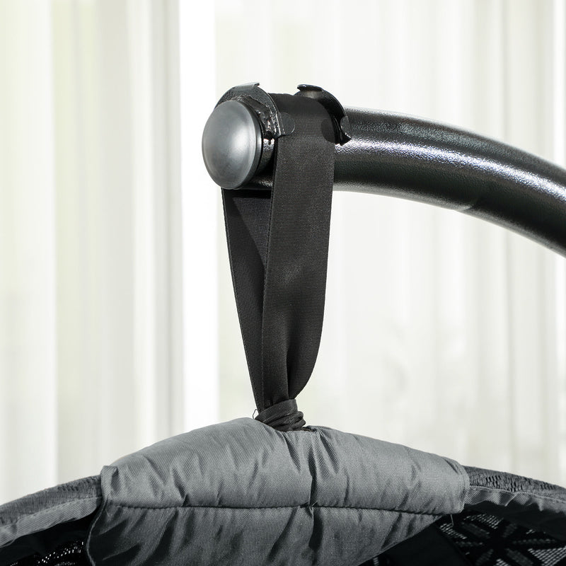 Charcoal Grey Round Egg Basket Chair with Steel Stand and Comfy Cushions by Outsunny