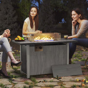 Dark Grey Gas Fire Pit Table 50000 BTU with Glass Screen and Cover for Garden by Outsunny