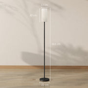 Modern White Floor Lamp with Linen Shade and Foot Switch for Living Room or Bedroom
