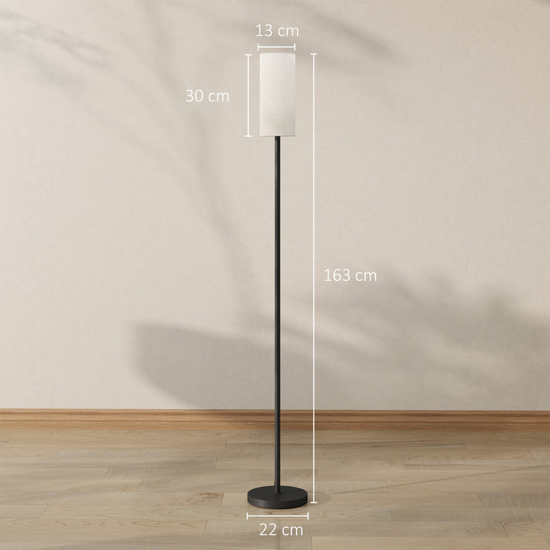 Modern White Floor Lamp with Linen Shade and Foot Switch for Living Room or Bedroom