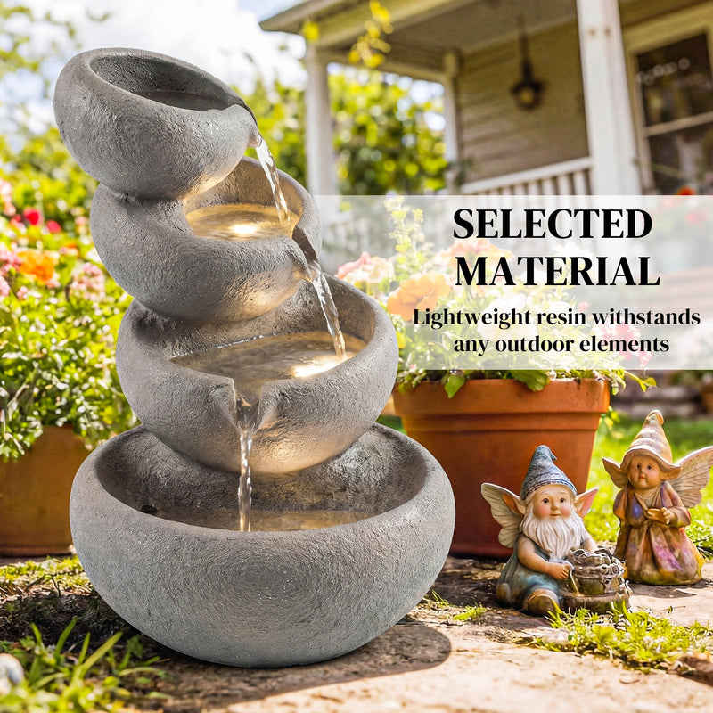 Outdoor Water Fountain with LED Lights for Relaxing Garden or Patio Retreat Mixed Colour Outsunny