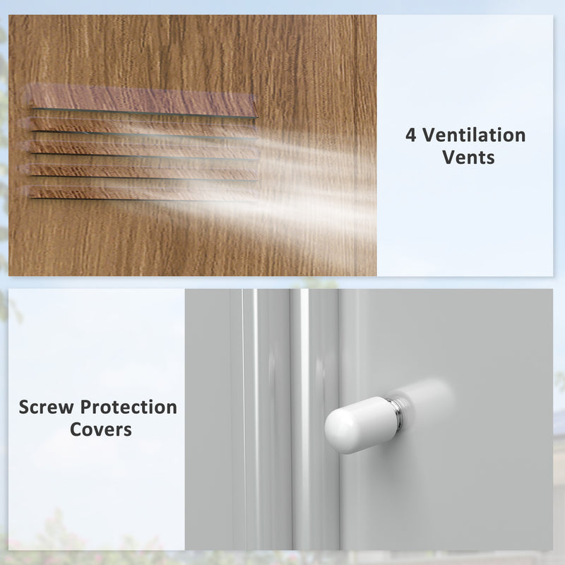 Brown Wood Effect 6.5 x 3.5ft Metal Garden Storage Shed No Window, Weather-Resistant by Outsunny