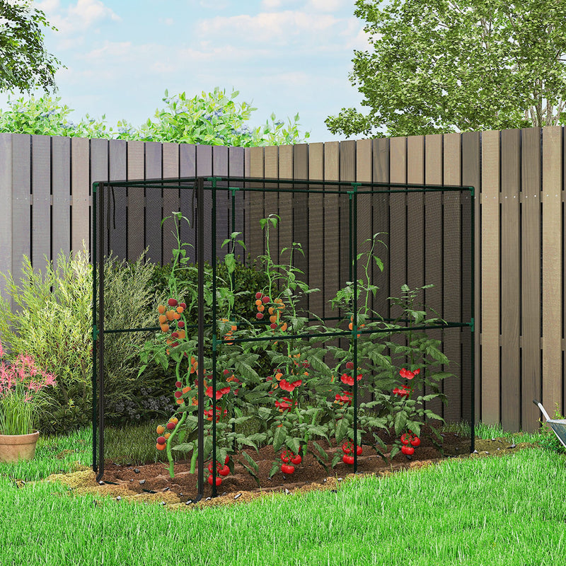 Garden Plant Protection Cage With Zipped Door Shields From Birds And Pests Black AOSOM
