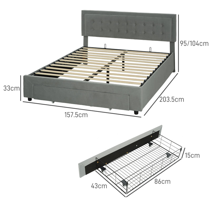 King Size Ottoman Bed Frame With Storage Drawer Ideal For Bedrooms Grey
