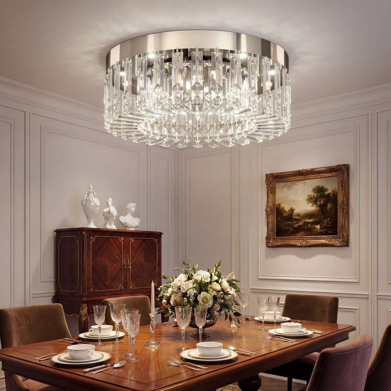 Crystal Ceiling Light for Bright Even Living Room Lighting Easy Clean