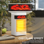 1500W Ceramic Electric Fan Heater With Oscillation and Flame Effect For Bedrooms White