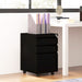 3 Drawer Steel Filing Cabinet With Lock For A4 Legal And Letter Files On Wheels, Black