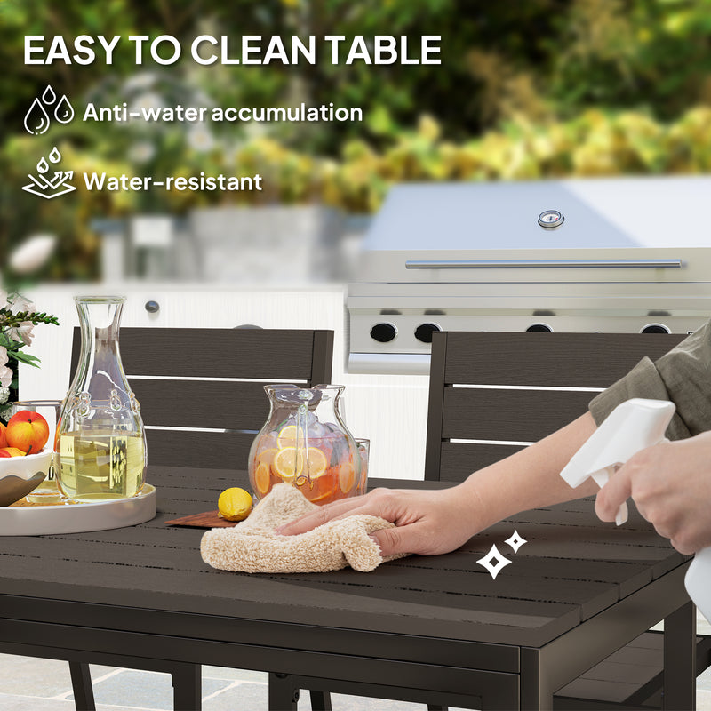 7 Piece Rattan Patio Dining Set With Rectangle Table and Stackable Chairs by Outsunny