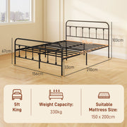 King Size Metal Bed Frame With Underbed Storage Modern Minimalist Design Black