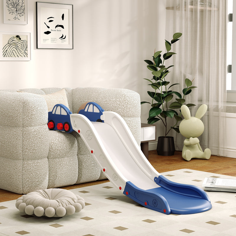 Kids Indoor Slide for Sofa or Bed with Extended Length Easy Storage White and Blue by AIYAPLAY