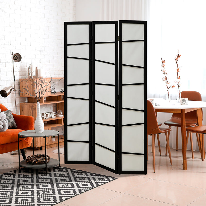 3 Panel Wooden Folding Room Divider Freestanding Privacy Screen for Bedroom, White